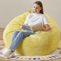 3.5FT Large Grey Bean Bag Chair with Filler and Removable Cover W574534