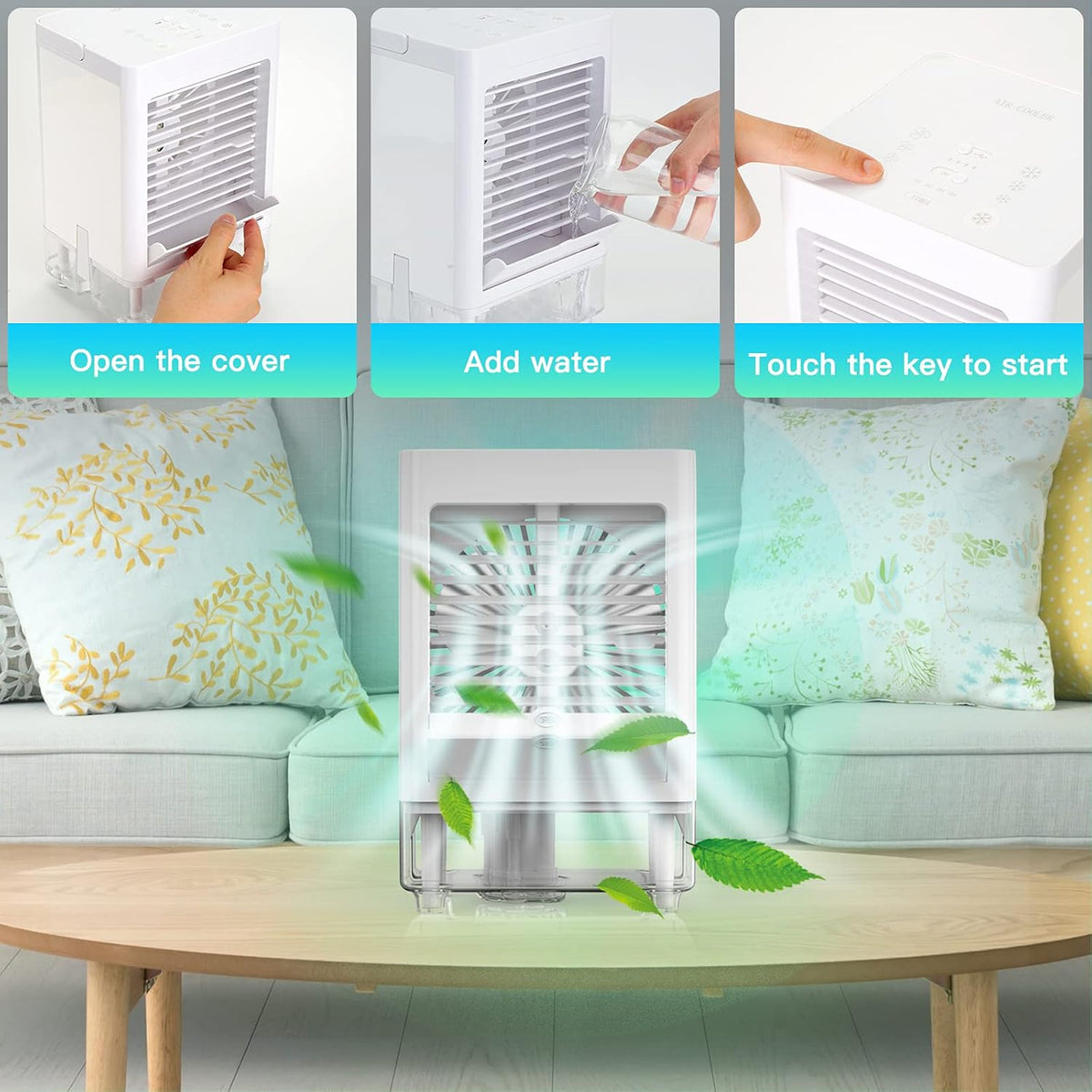 Portable Evaporative Air Cooler Fan, 5000mAh Rechargeable, Pack of 2 W773942