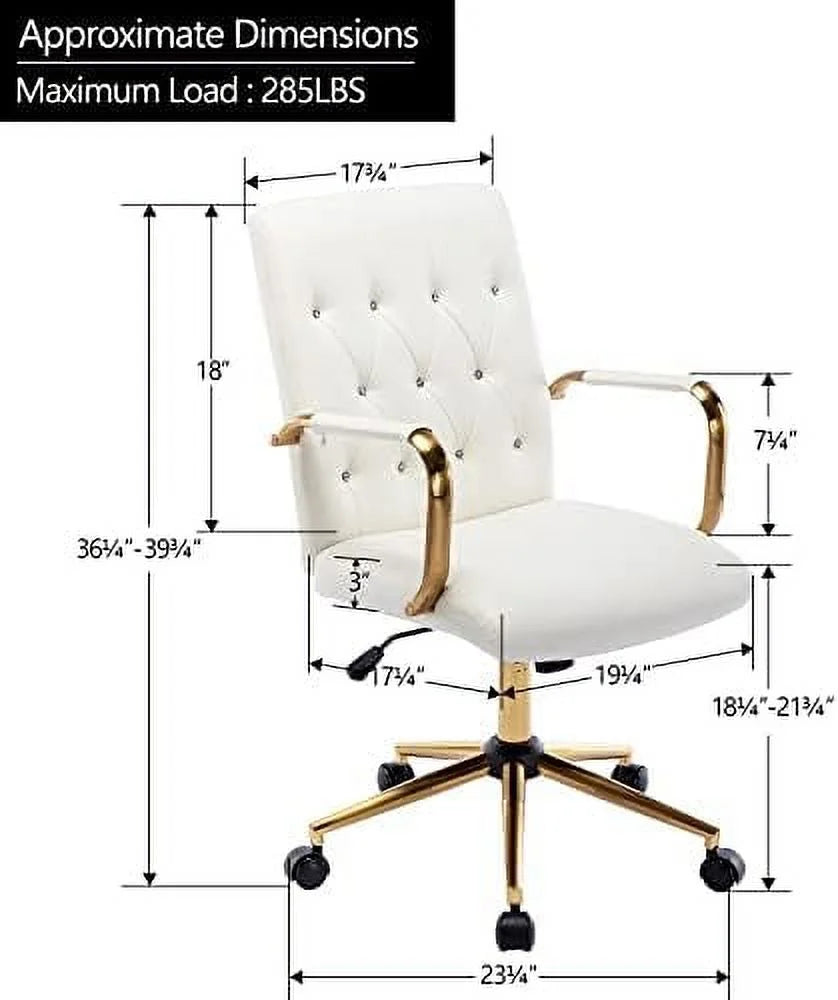 White PU Leather Office Chair with Wheels Q730366