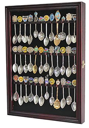 Cherry Finish Glass Door Spoon Display Case Rack Cabinet G385