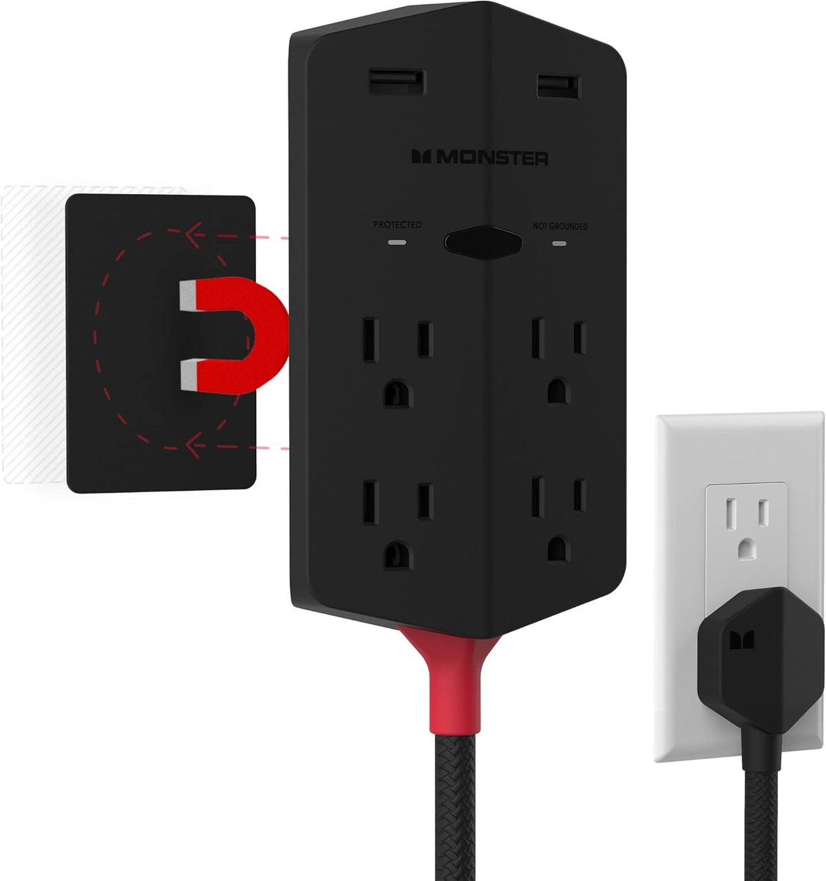 2 AC Outlets 3 USB-A Ports 1 USB-C Port White Pack of 2 Outlet Extender N8621