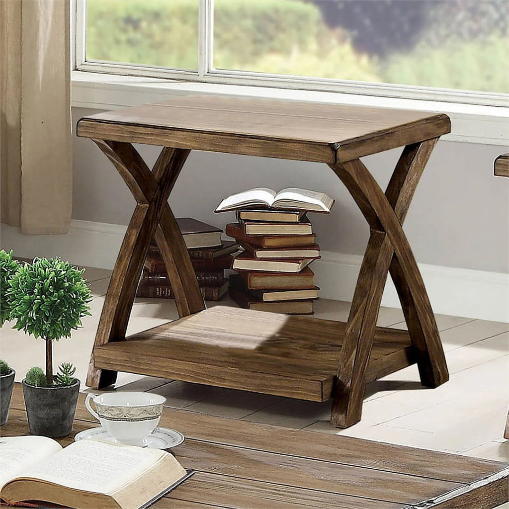 Rustic Wood 3-Piece Coffee Table Set W409