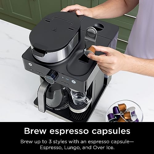 Espresso & Coffee Maker with Built-in Frother, Black H3951