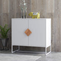White 2 Door Sideboard with Solid Wood Handles and Metal Legs C158