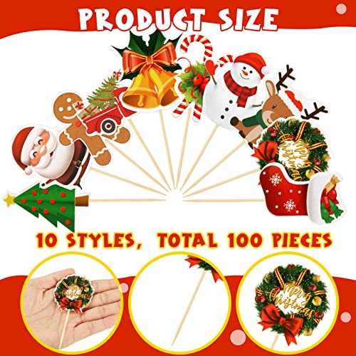 100 Pcs Christmas Cupcake Toppers E620
