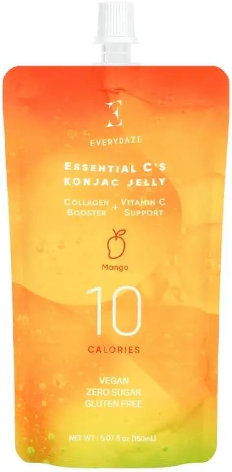 Konjac Jelly Mango Flavor Collagen Vitamin C Zero Sugar Vegan 5.07 Fl Oz Pack of 5 O692