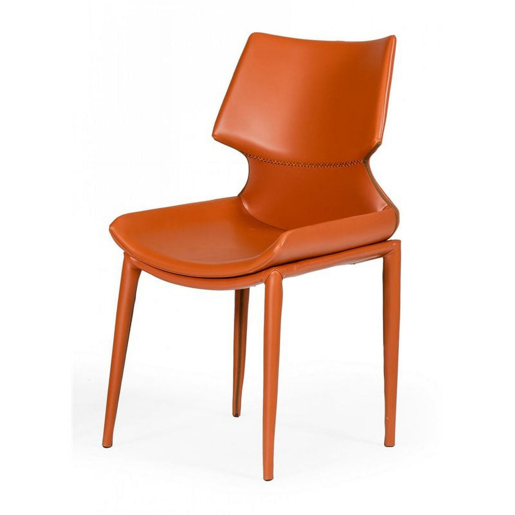 17.5" Eco-Leather/Metal Dining Chairs in Orange (Set of 2) Q372046