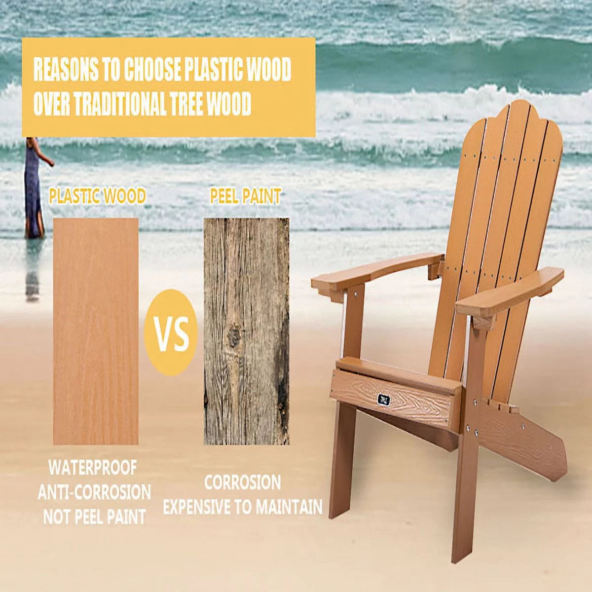 Brown Adirondack Chair with Cup Holder R13411