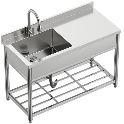 Stainless Steel Single Bowl Commercial Sink with Drainboard E962956