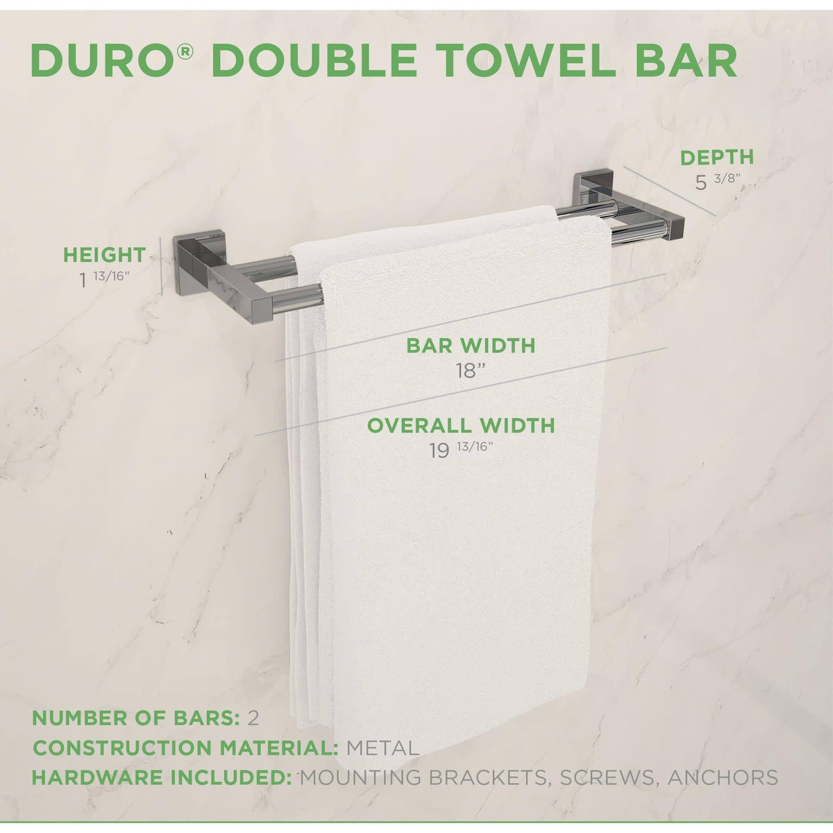 18x22 Double Rail Towel Bar - Satin Nickel F1805