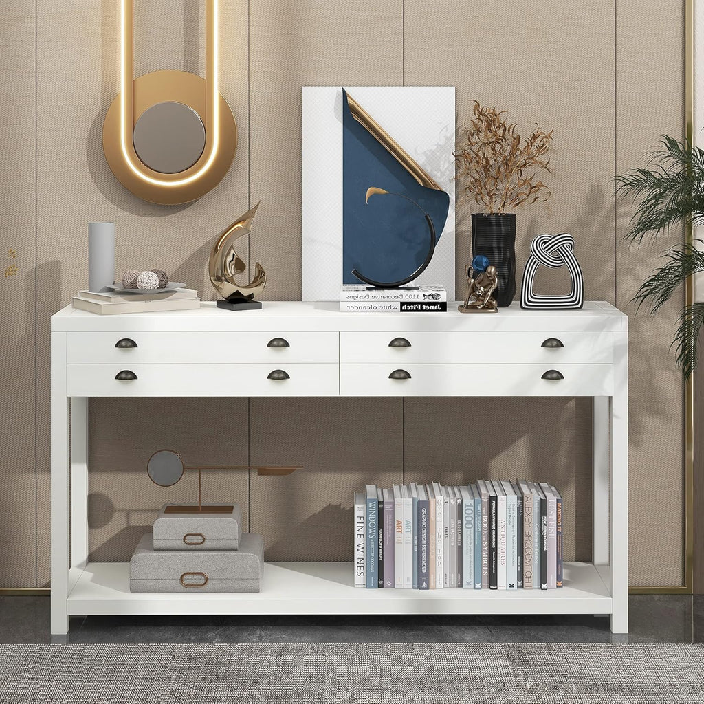 White Wood Console Table with 2 Drawers R690533