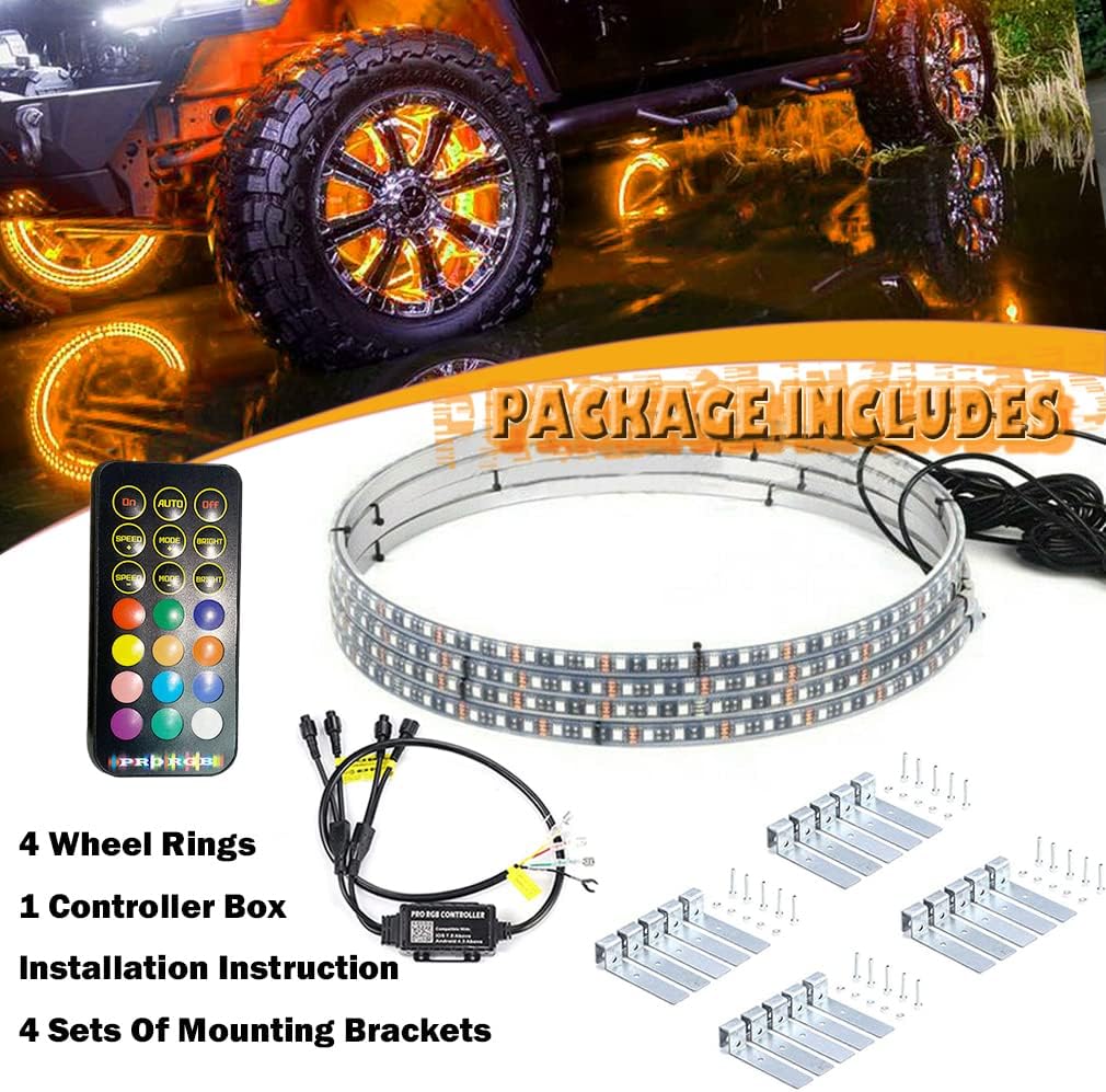 17IN RGB LED Wheel Ring Light Kit 4PCS Single Row Waterproof K664003