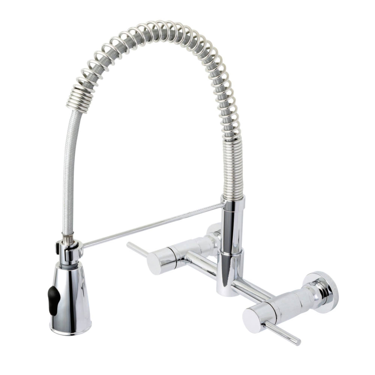 Polished Chrome 2-Handle Wall Mount Pull-Down Kitchen Faucet H508