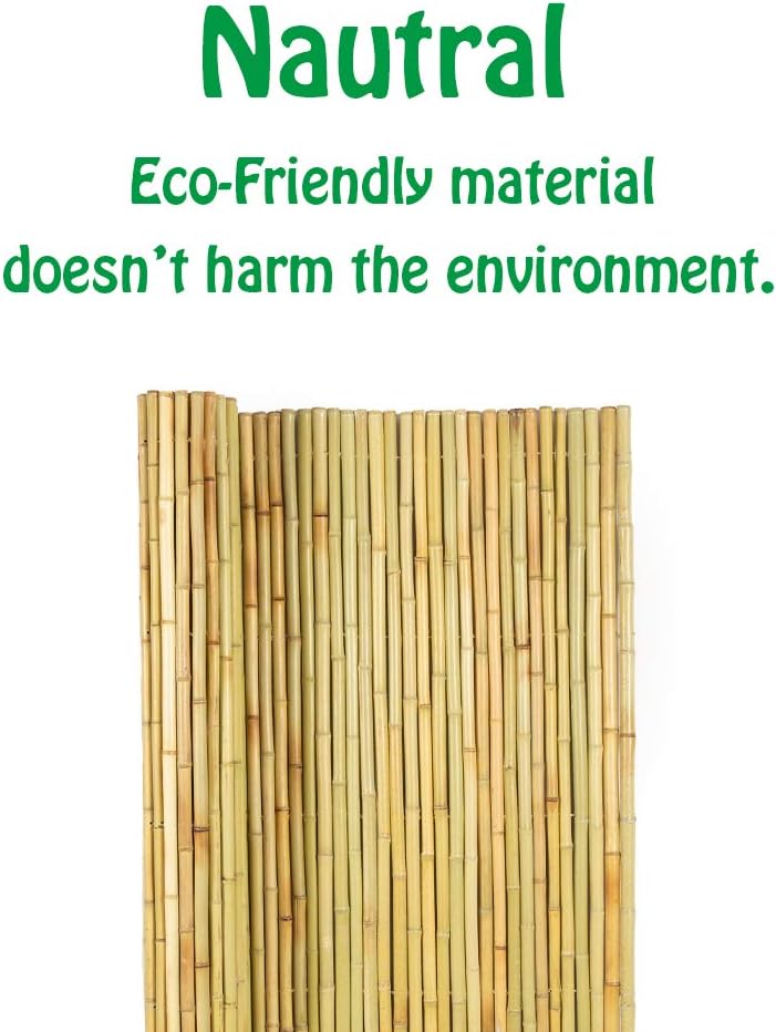 Natural Rolled Bamboo Fence, 0.7 in D x 4 feet High x 6 feet Long C91156