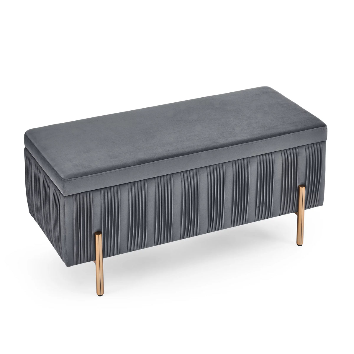 Grey Velvet Storage Bench T70299