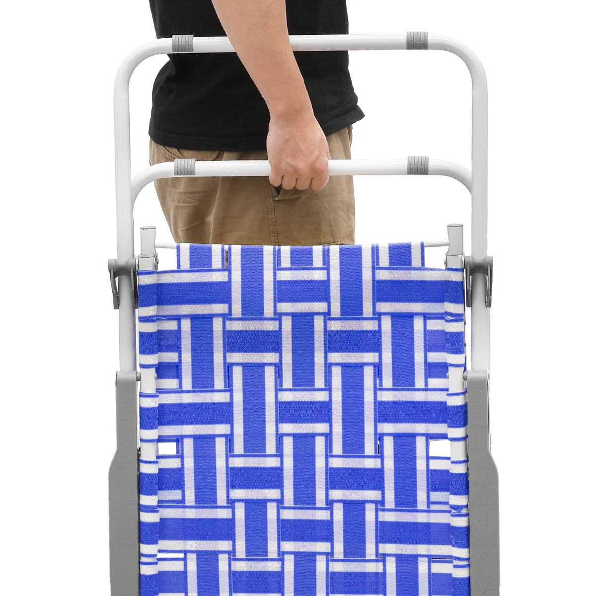 Folding Webbed Beach Chairs Set of 2 with Armrests, Blue P815549