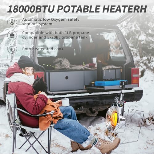 Propane Gas Heater with Windproof USB Lighter, Cordless with Cylinder Stand H93447