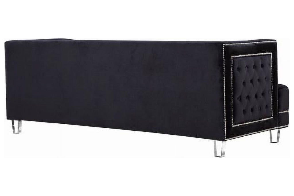 Black Velvet Fabric Acrylic Legs Set 3 Pcs J46475