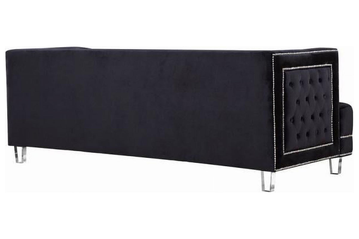 Black Velvet Fabric Acrylic Legs Set 3 Pcs J46475