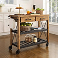 Natural Wood and Metal Kitchen Cart W7595