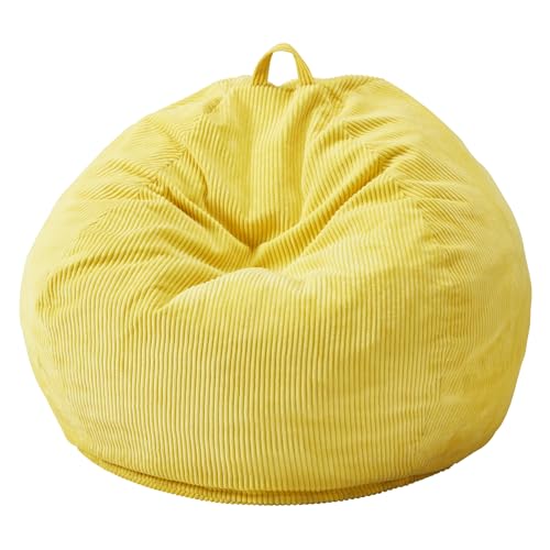 3.5FT Large Grey Bean Bag Chair with Filler and Removable Cover W574534