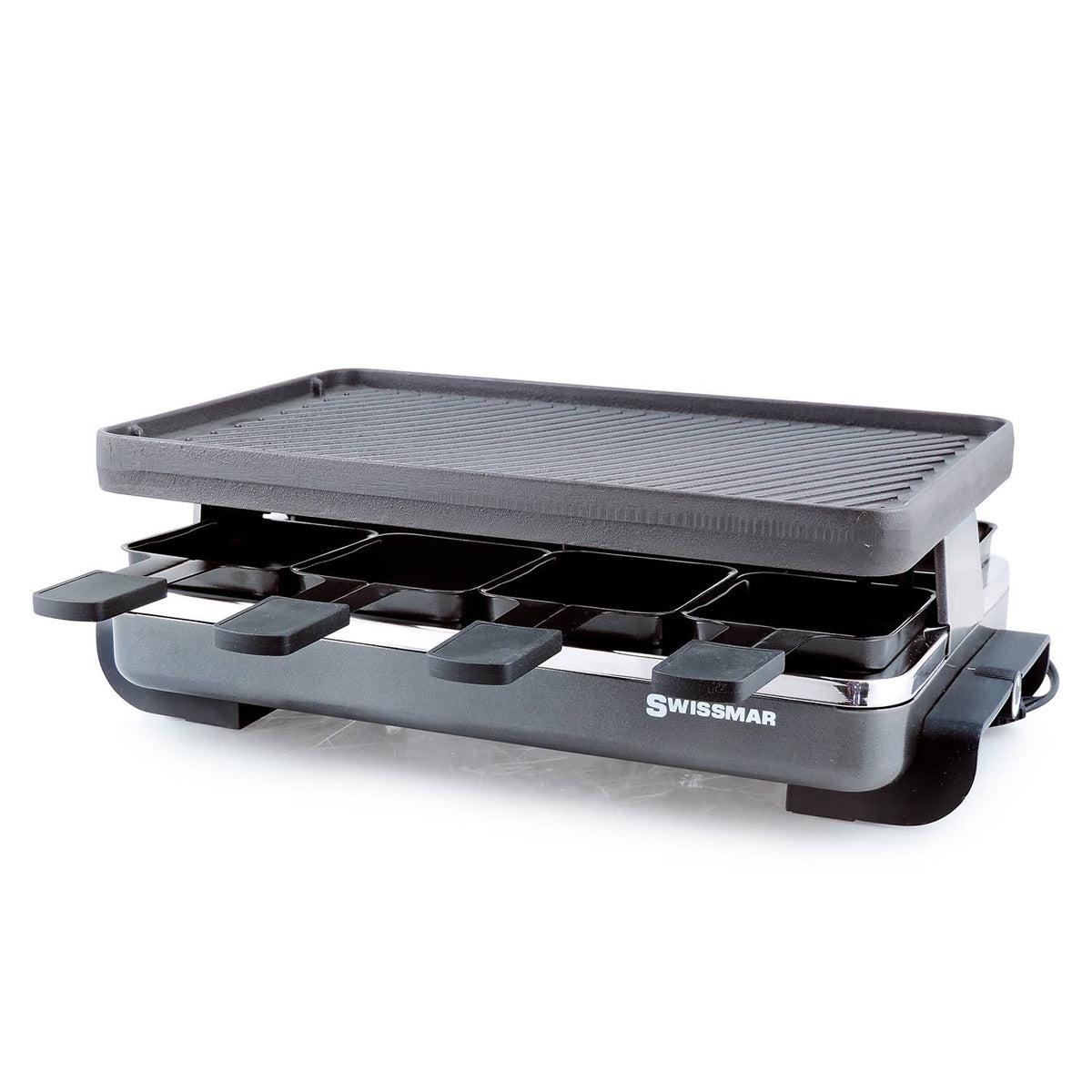 8-Person Raclette with Reversible Cast Iron Grill Plate, Black Y96736