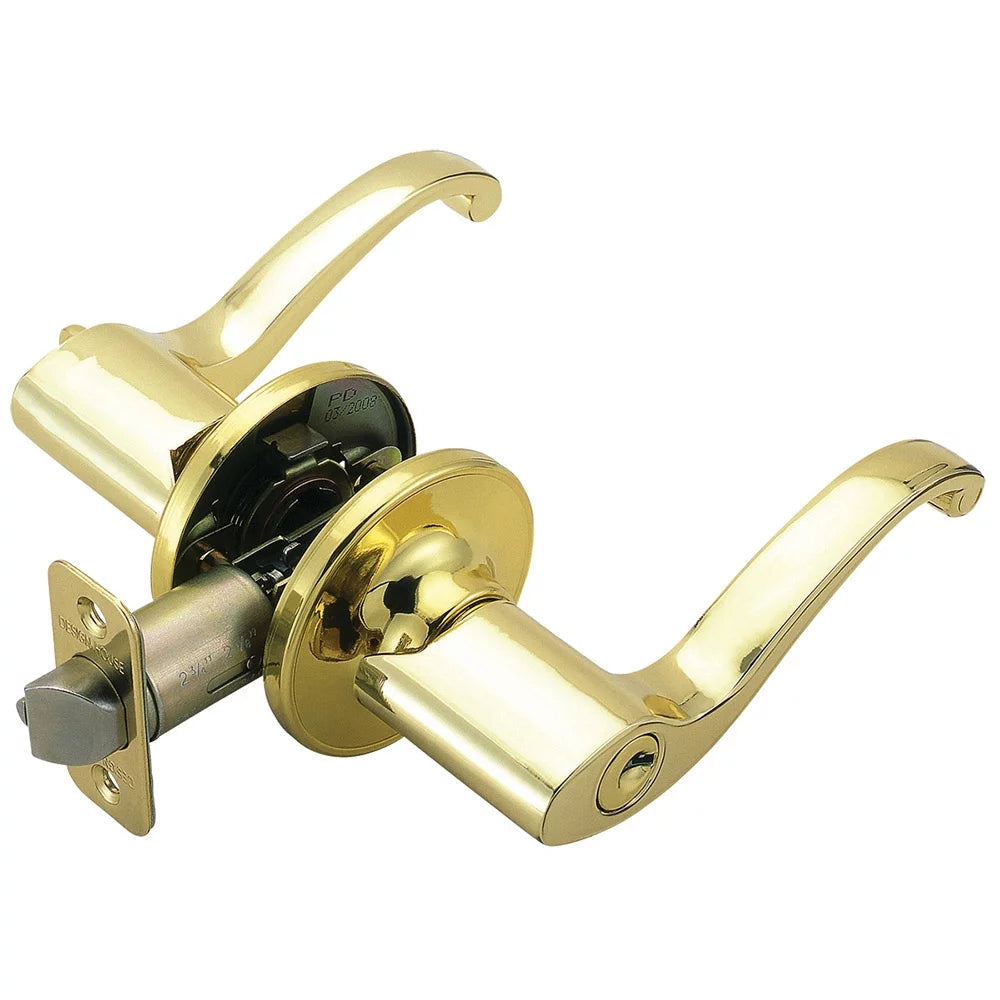 Entry Door Lever Adjustable Backset Polished Brass D923287
