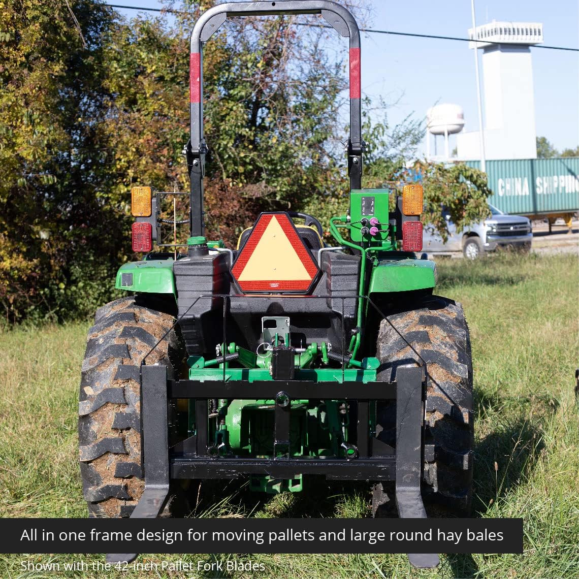 60-in Pallet Fork Hay Frame Attachment with Rack, Receiver Hitch D851509