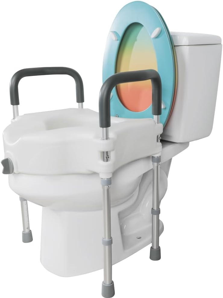 Raised Toilet Seat with Handle, Height Adjustable Legs G3017