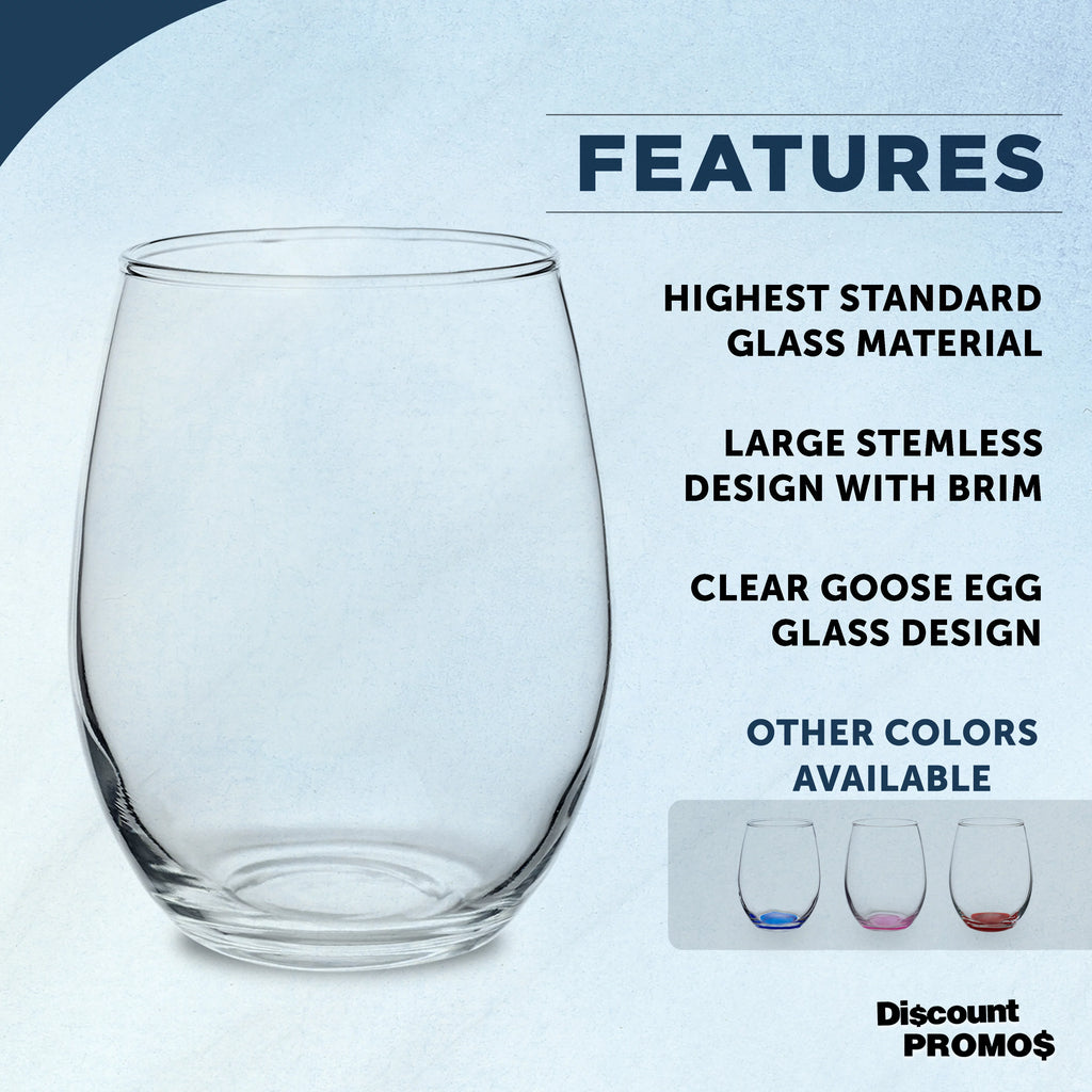 Stemless Wine Glasses 15 oz Set of 10 Clear G5577