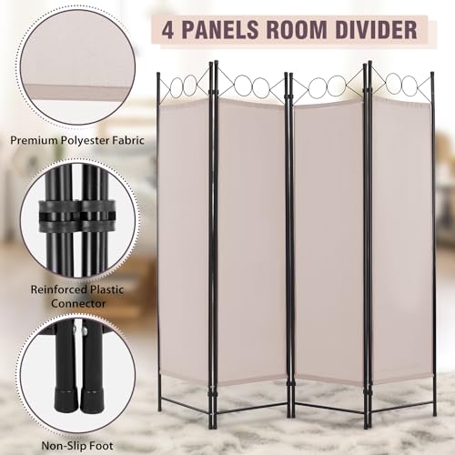 Black 6FT Steel Frame Folding Room Divider L53289