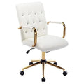 White PU Leather Office Chair with Wheels Q730366