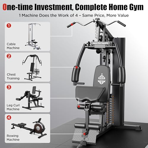 154LBS Weight Stack Home Gym Equipment with Pulley System O11275