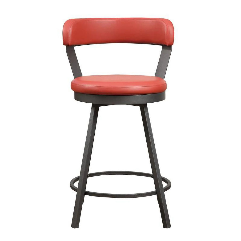 Red Metal Swivel Counter Height Chair (Set of 2) D200