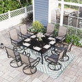 9 Piece Outdoor Metal Patio Dining Set with Swivel Padded Chairs I763