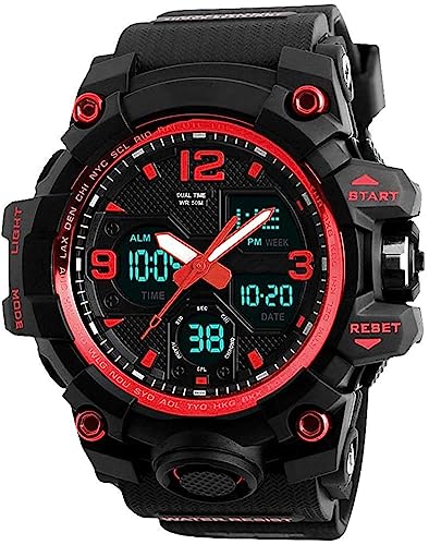 Men's Analog Sports Watch LED Military Digital Watch Electronic Stopwatch Large Dual Dial Time Outdoor Army Wrist Watch Tactical H529