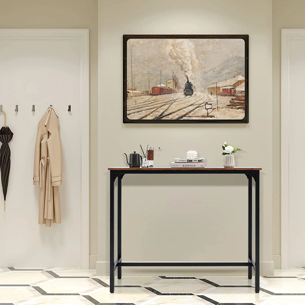 48" Narrow Rectangular Console Table with Steel Frame B4898