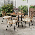 4 Pieces Grey Wicker Patio Furniture Set with Cushions B471