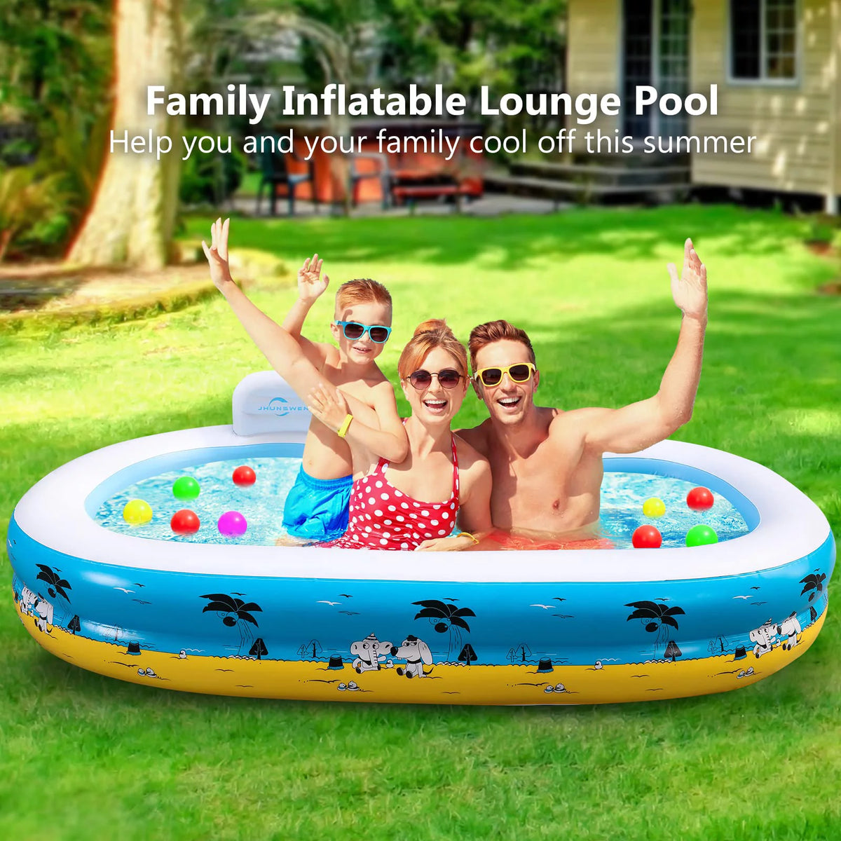 Large Inflatable Pool with Seat and Backrest X108083