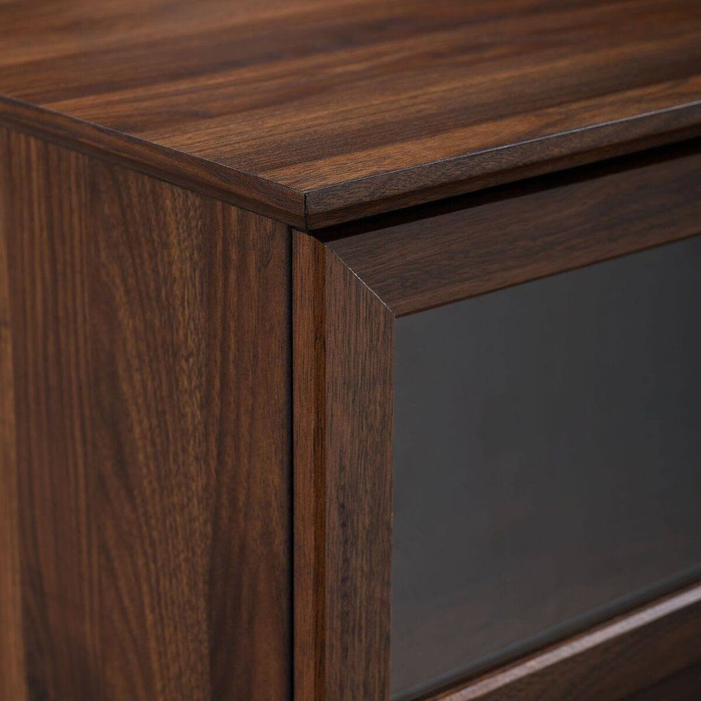 Dark Walnut Glass Wood TV Console J392968