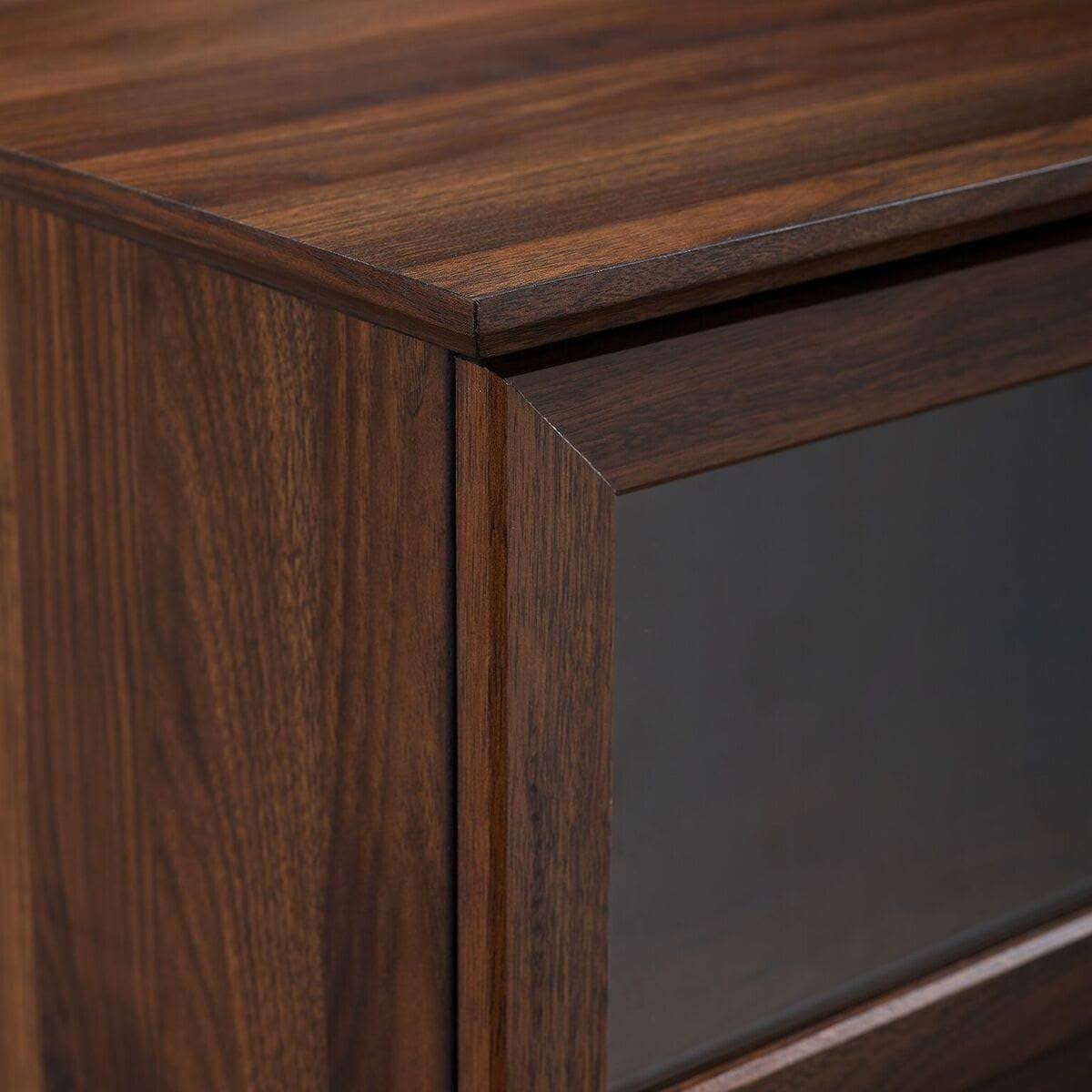 Dark Walnut Glass Wood TV Console J392968