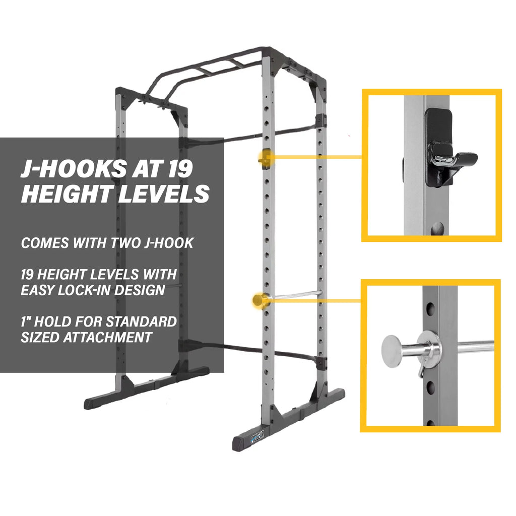 Squat Rack Power Cage with J-Hooks, 800lb Weight Capacity E2508