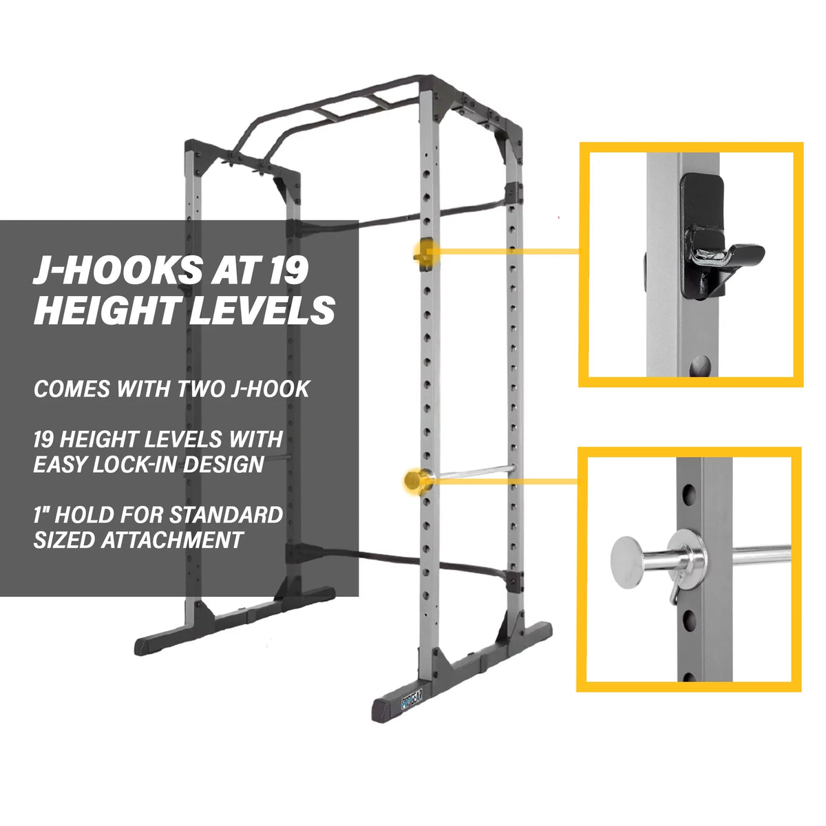 Squat Rack Power Cage with J-Hooks, 800lb Weight Capacity E2508