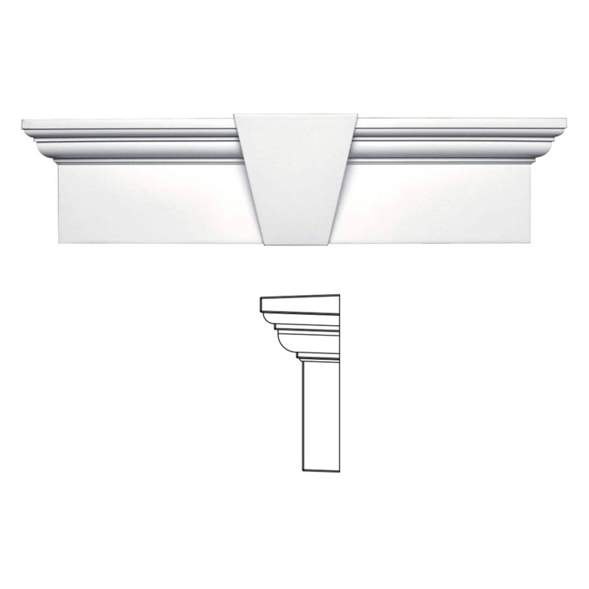 White Flat Panel Window Header with Keystone C6621
