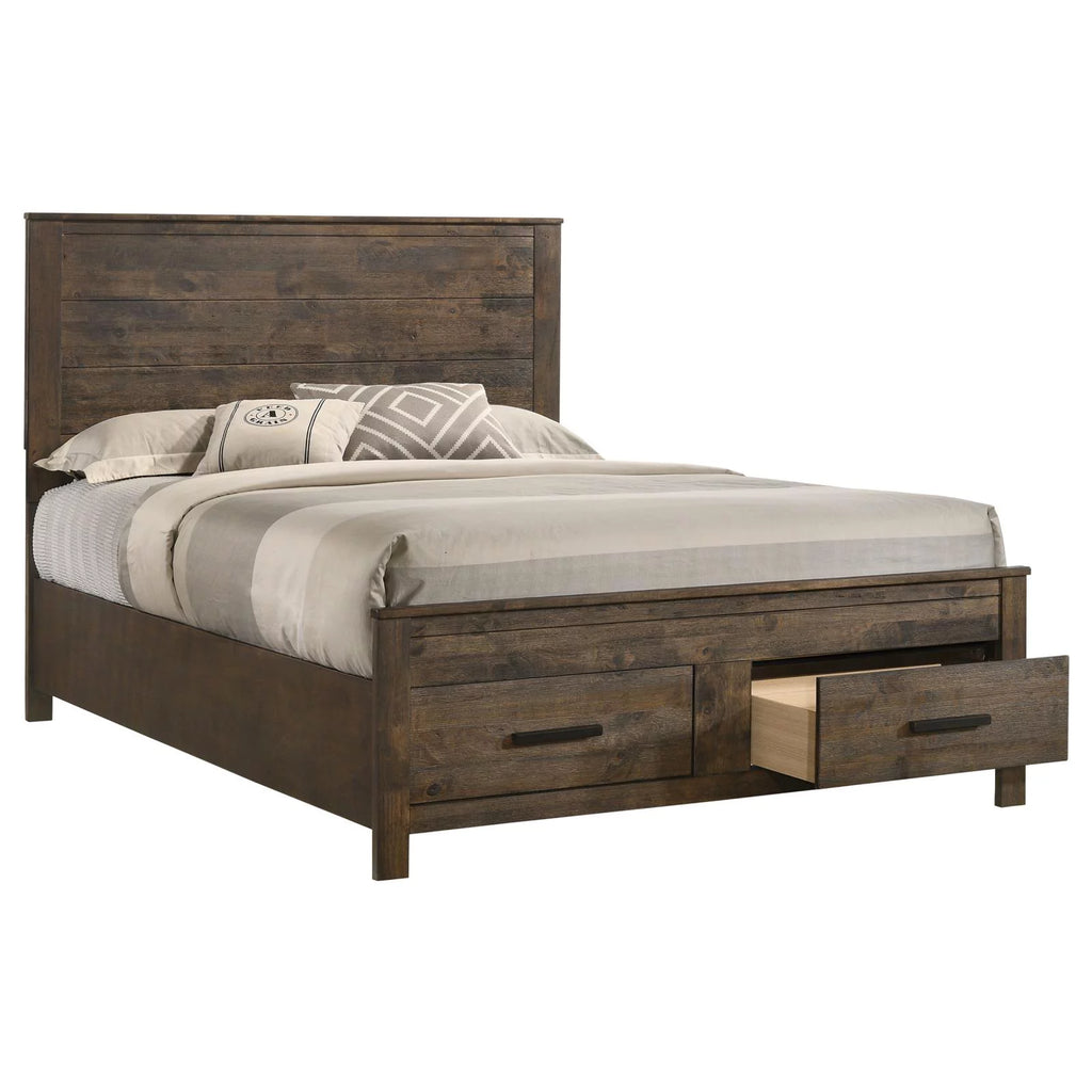 King Storage Bed Rustic Golden Brown E945