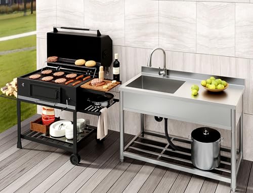 Stainless Steel Single Bowl Commercial Sink with Drainboard E962956