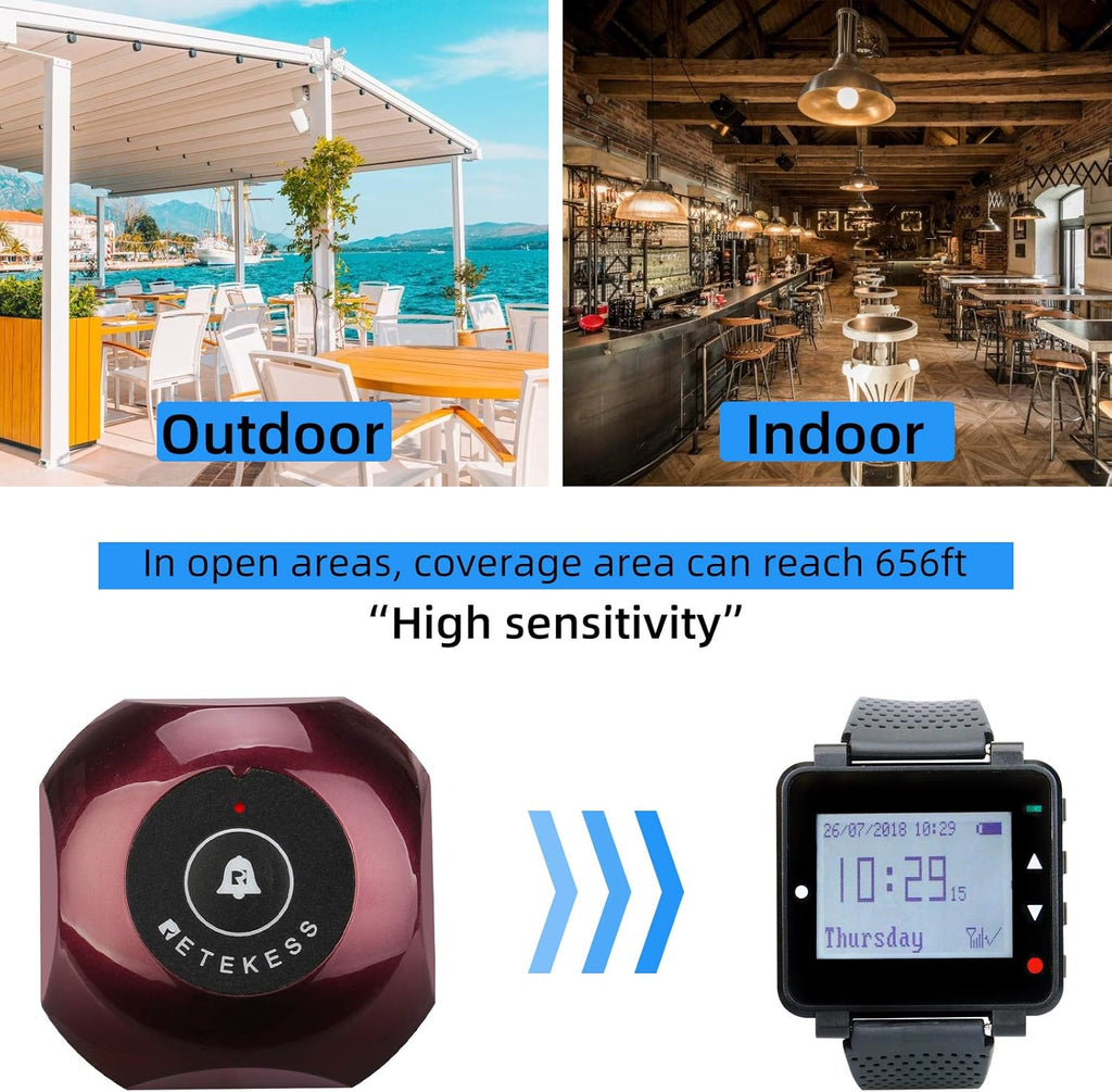 Caregiver Pager, Wrist Call Button, 5 1-Key Call Buttons, Pack of 2 R912