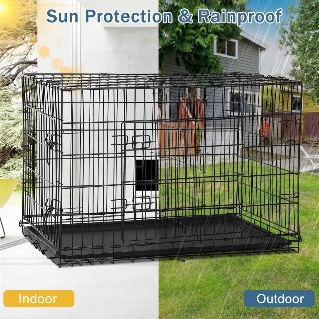 Foldable Large Metal Wire Dog Crate with Plastic Tray G3058