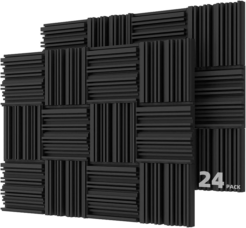 24 Pack Acoustic Foam Panels Black & Blue K6873