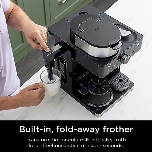 Espresso & Coffee Maker with Built-in Frother, Black H3951